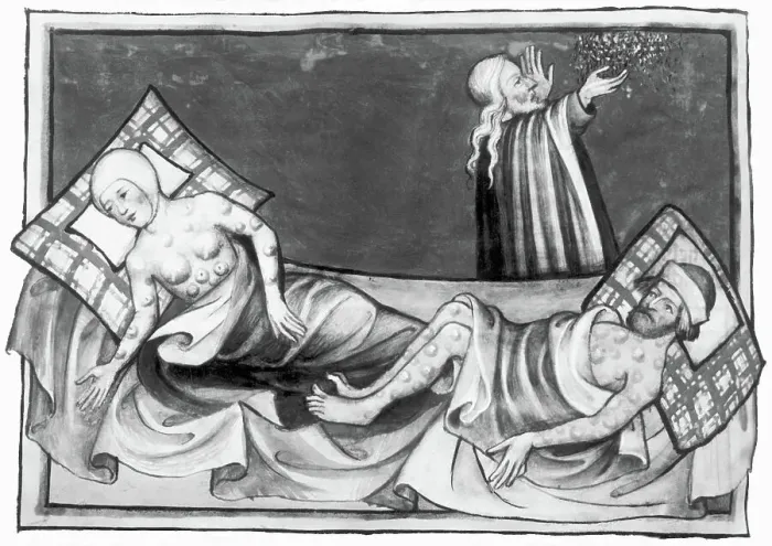 Framed Print : Illustration of Victims of Bubonic Plague from the Toggenberg Bible Framed Print : Illustration of Victims of Bubonic Plague from the Toggenberg Bible