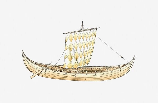 Illustration of a Viking merchant vessel