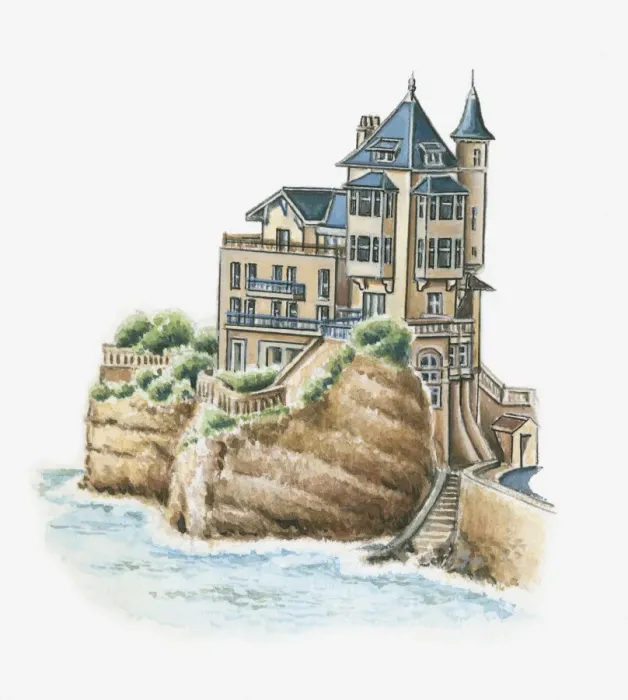 Framed Print : Illustration of Villa Belza, Biarritz, Pyrenees-Atlantiques, France Framed Print : Illustration of Villa Belza, Biarritz, Pyrenees-Atlantiques, France
