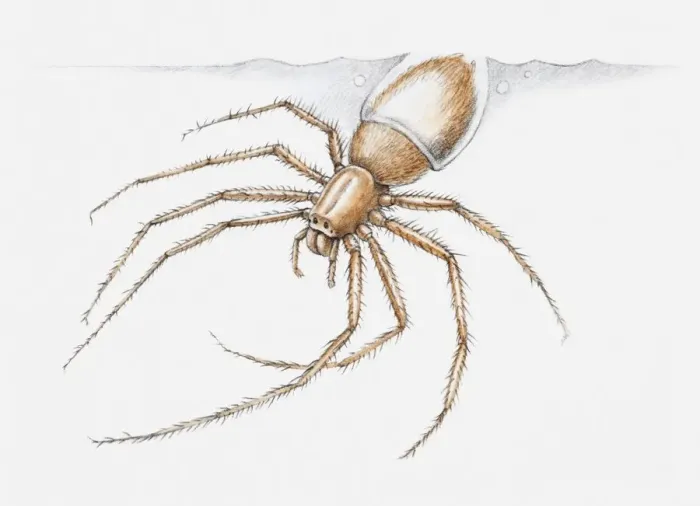 Framed Print : Illustration of a Water spider (Argyroneta aquatica) diving Framed Print : Illustration of a Water spider (Argyroneta aquatica) diving