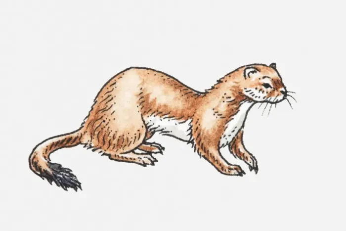 Framed Print : Illustration of Least Weasel (Mustela nivalis)