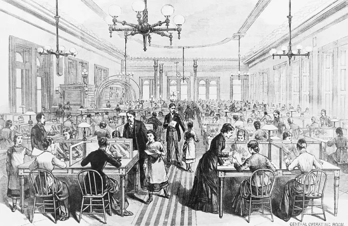 Framed Print : Illustration of the Western Union Telegraph Co. in 1881 Framed Print : Illustration of the Western Union Telegraph Co. in 1881