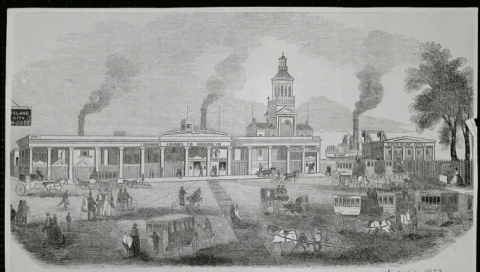 Framed Print : Illustration of Whitehall Area and Ferry Site Framed Print : Illustration of Whitehall Area and Ferry Site