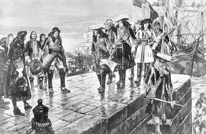 Framed Print : Illustration of William III Leaving Ship with His Party by Richard Canton Woodville Framed Print : Illustration of William III Leaving Ship with His Party by Richard Canton Woodville