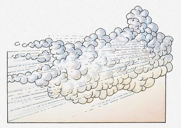 Illustration of wind moving clouds