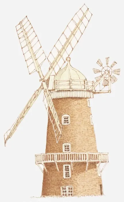 Framed Print : Illustration of a windmill Framed Print : Illustration of a windmill