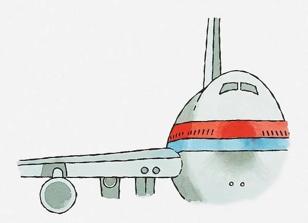 Illustration of part wing, engine, and fuselage of Commercial Aircraft