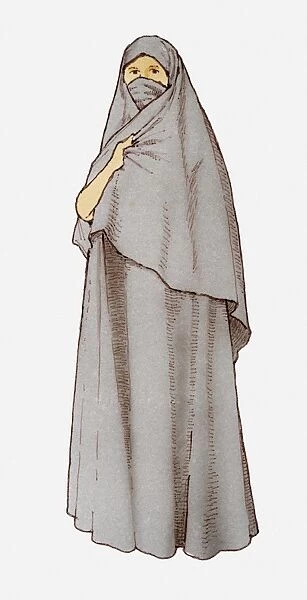 Illustration of woman in burka