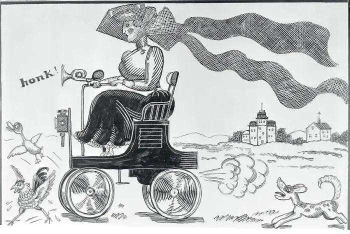 Framed Print : Illustration of Woman Driving Automobile Framed Print : Illustration of Woman Driving Automobile