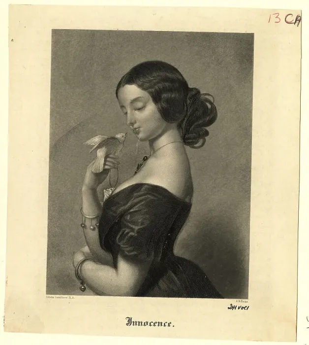 Framed Print : Illustration of a Woman Holding a White Dove Resembling Innocence Framed Print : Illustration of a Woman Holding a White Dove Resembling Innocence