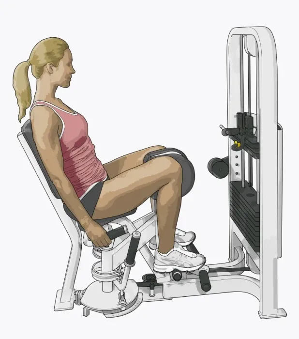 Framed Print : Illustration of woman using hip abductor with kneepads and dual foot rest Framed Print : Illustration of woman using hip abductor with kneepads and dual foot rest