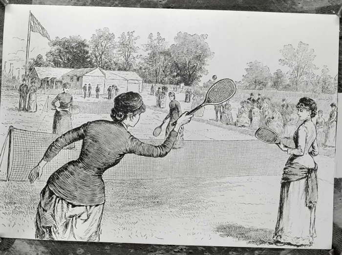 Framed Print : Illustration of Women Tennis Players During Eighteen Hundreds