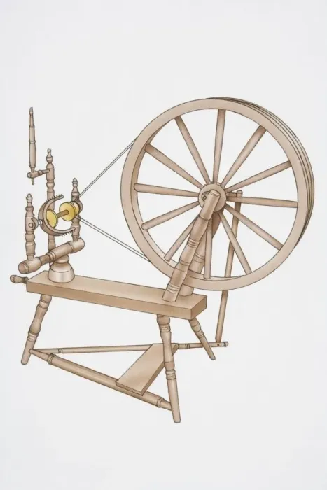 Framed Print : Illustration, wooden spinning wheel Framed Print : Illustration, wooden spinning wheel