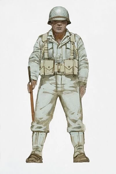 Illustration of World War Two American soldier