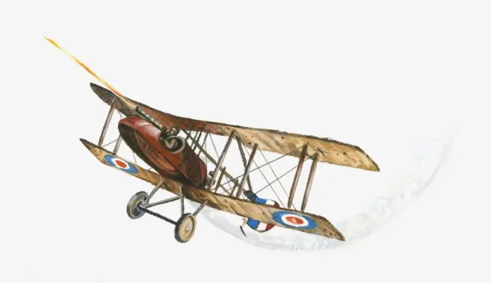 Framed Print : Illustration of World War One British pilot firing machine gun from Sopwith Camel aeroplane in mid-air