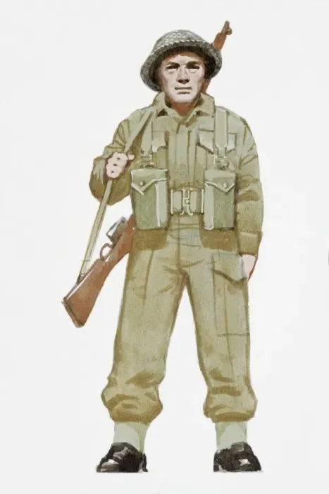 Framed Print : Illustration of World War Two British soldier Framed Print : Illustration of World War Two British soldier