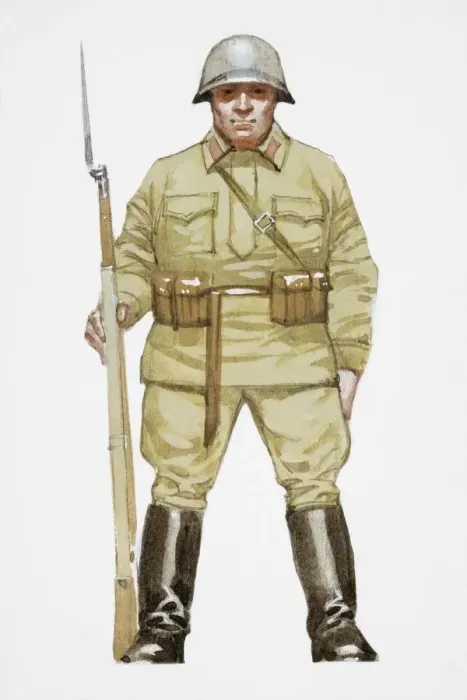Framed Print : Illustration of World War Two Russian soldier Framed Print : Illustration of World War Two Russian soldier