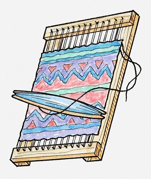 Illustration of woven pattern on loom
