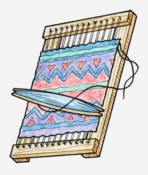 Framed Print : Illustration of woven pattern on loom Framed Print : Illustration of woven pattern on loom