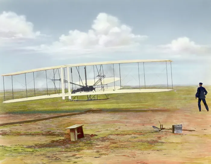 Framed Print : Illustration of Wright Brothers First Motor Propelled Flight Framed Print : Illustration of Wright Brothers First Motor Propelled Flight