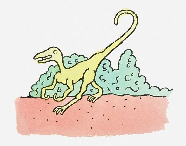 Illustration of yellow theropod dinosaur