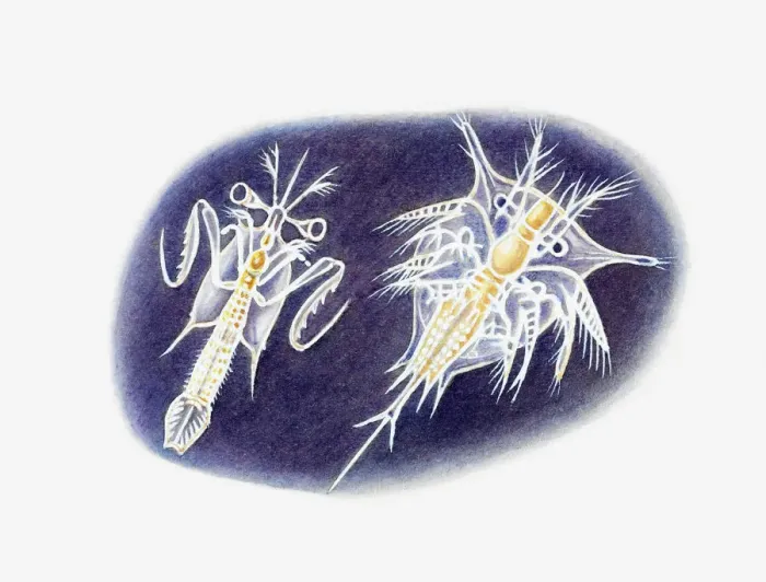 Framed Print : Illustration of young mantis shrimp and barnacle Framed Print : Illustration of young mantis shrimp and barnacle