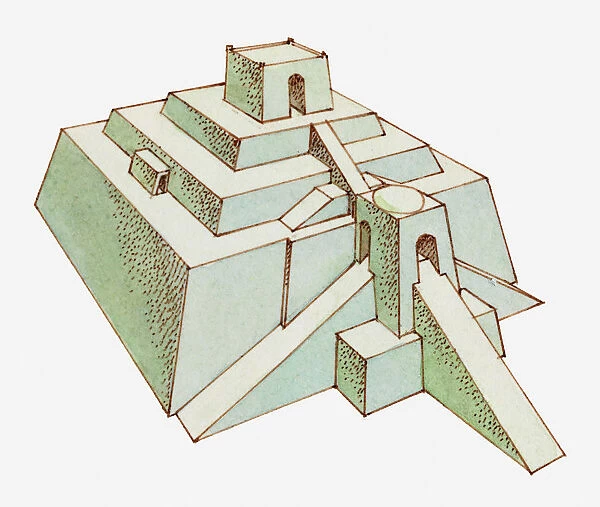 Illustration of Ziggurat, Ur, Mesopotamia