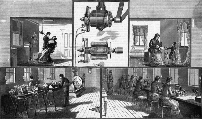 Framed Print : Illustrations Showing Uses Of Electric Motor Framed Print : Illustrations Showing Uses Of Electric Motor
