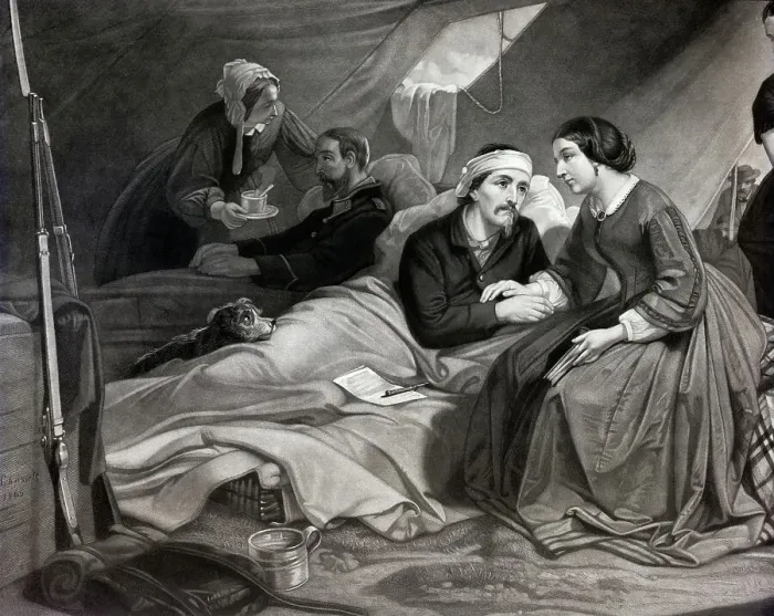 Framed Print : Illus.;Women Caring For Soldiers In Atti Framed Print : Illus.;Women Caring For Soldiers In Atti