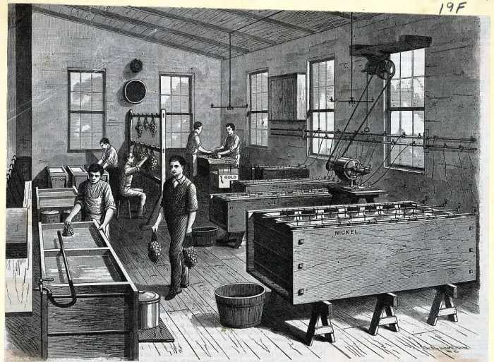 Framed Print : Illus;Workers In Electro-Plating Factory Framed Print : Illus;Workers In Electro-Plating Factory