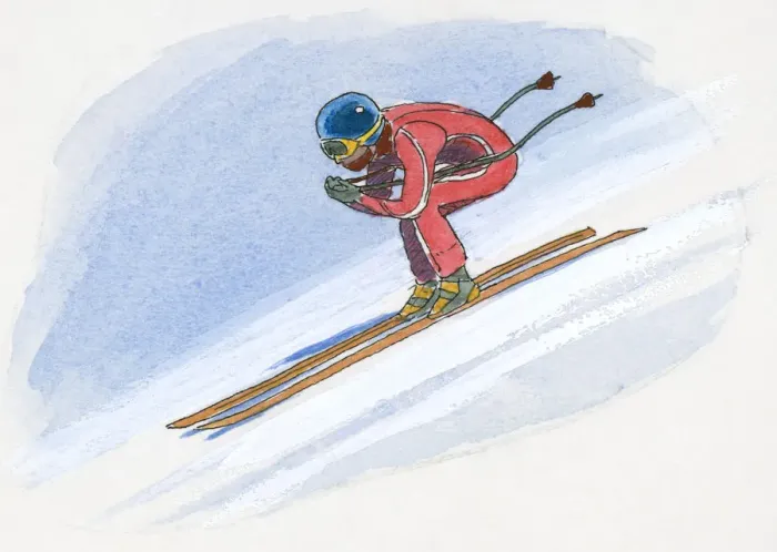 Framed Print : Iluustration of man downhill skiing Framed Print : Iluustration of man downhill skiing