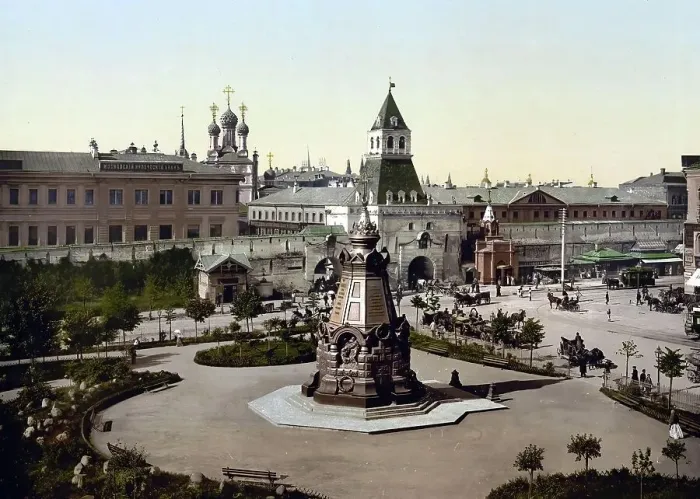 Framed Print : Ilyinka Square, Il'inka, Moscow, Russia, c. 1890, Historic, digitally enhanced reproduction of a photochrome print of the period Framed Print : Ilyinka Square, Il'inka, Moscow, Russia, c. 1890, Historic, digitally enhanced reproduction of a photochrome print of the period