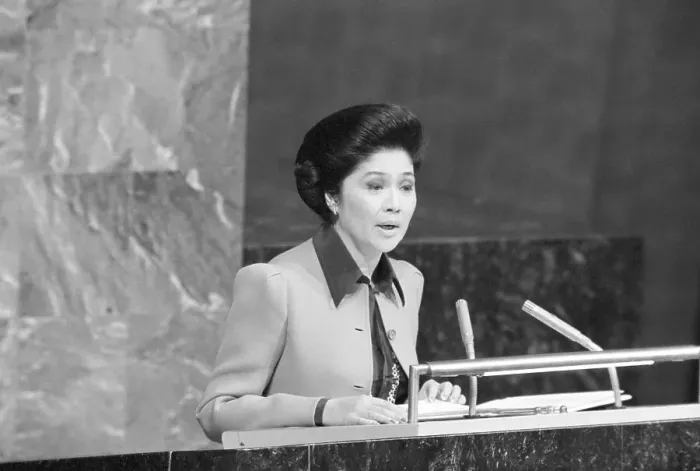 Framed Print : Imelda Marcos Speaks At UN