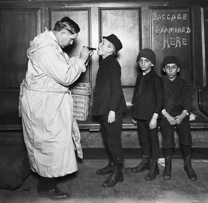 Framed Print : Immigrant Children Being Examined