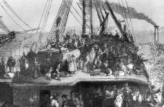Framed Print : Immigrants Aboard a Ship