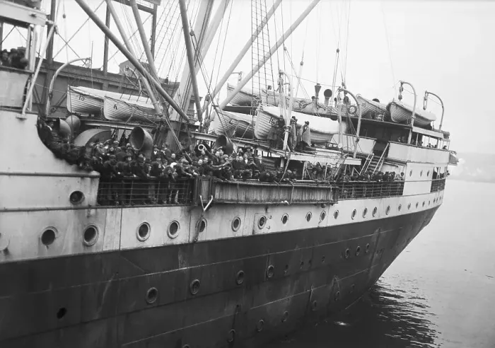 Framed Print : Immigrants Crowd Deck of Ship Framed Print : Immigrants Crowd Deck of Ship