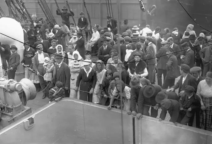 Framed Print : Immigrants on Deck of S. S. Lafayette Framed Print : Immigrants on Deck of S. S. Lafayette