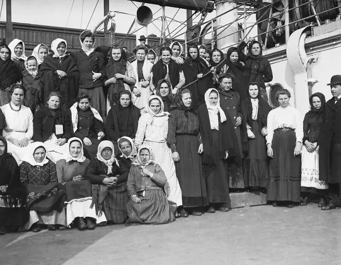 Framed Print : Immigrants on Ship at Ellis Island