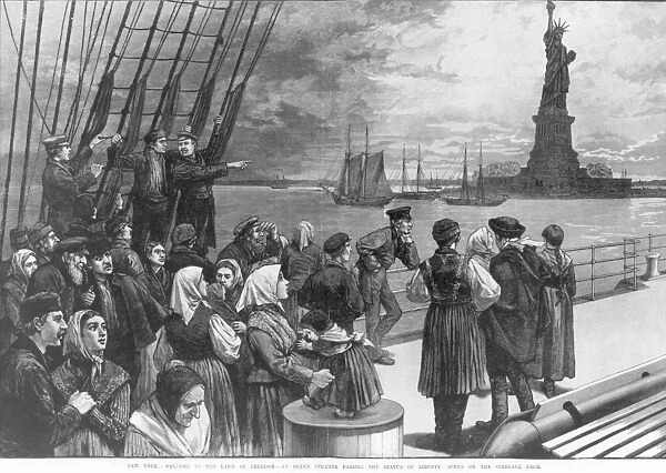 Immigrants View The Statue Of Liberty
