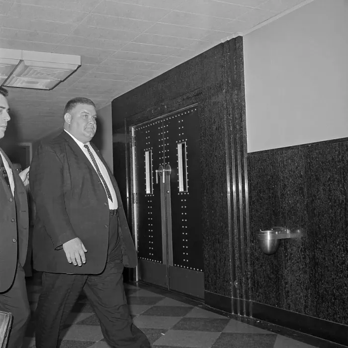 Framed Print : Imposter Ferdinand Waldo Demara Leaving Going to Court Framed Print : Imposter Ferdinand Waldo Demara Leaving Going to Court
