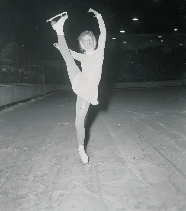 Framed Print : Ina Bauer Performing a Skating Figure Framed Print : Ina Bauer Performing a Skating Figure