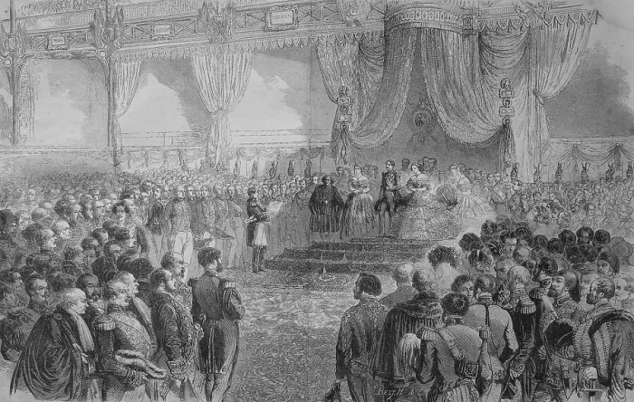 Framed Print : Inauguration ceremony for the opening of the Industrial Exhibition in Paris between 1844 to 1849, France, Historic, digitally restored reproduction of an original 19th century master, exact original date not known Framed Print : Inauguration ceremony for the opening of the Industrial Exhibition in Paris between 1844 to 1849, France, Historic, digitally restored reproduction of an original 19th century master, exact original date not known