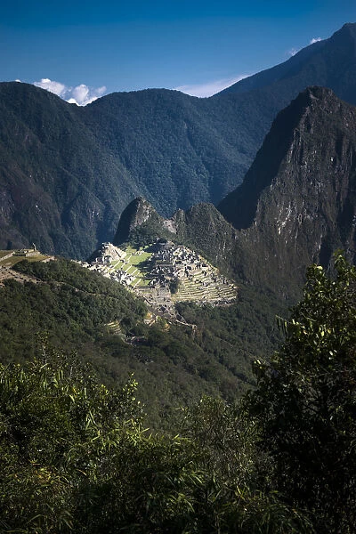 Inca ruins at Machu Picchu from Sun Gate