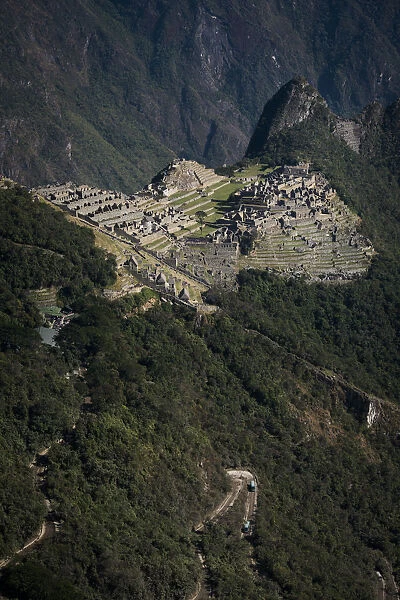 Inca ruins at Machu Picchu from the Sun Gate