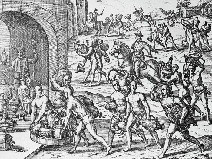 Framed Print : The Incas Begin Collecting Gold Artefacts by Theodor de Bry Framed Print : The Incas Begin Collecting Gold Artefacts by Theodor de Bry