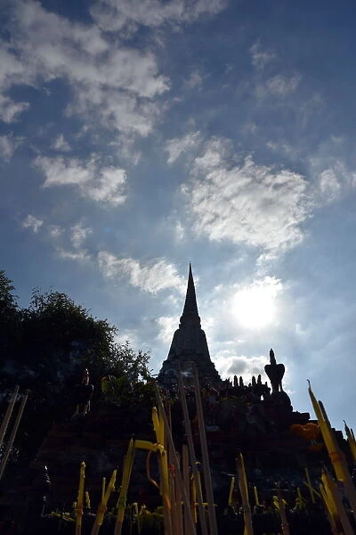 Incense of prayer Wat Phukhao Thong temple Ayutthaya Thailand