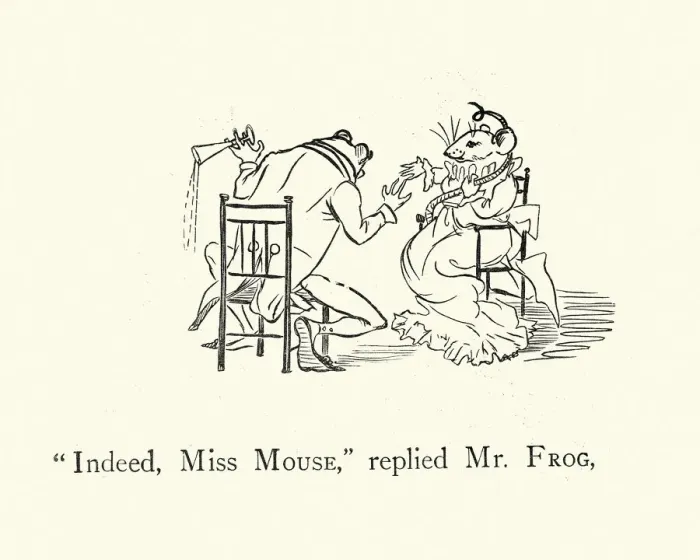 Framed Print : Indeed, Miss Mouse, replied Mr Frog, Nursery rhyme, Frog He Would A-Wooing Go