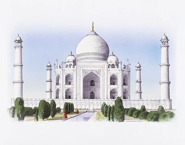 India, Agra, Taj Mahal, facade of mausoleum