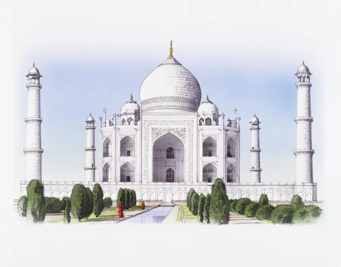 Framed Print : India, Agra, Taj Mahal, facade of mausoleum Framed Print : India, Agra, Taj Mahal, facade of mausoleum