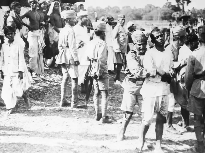 Framed Print : India Policemen with Disorderly Salt Riot Crowd Framed Print : India Policemen with Disorderly Salt Riot Crowd